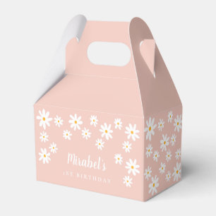 Boho Retro Pink Daisy floral Wild 1 1. Geburtstag Geschenkschachtel