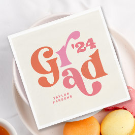 Boho Retro Pink und Orange Abschluss Napkins Serviette