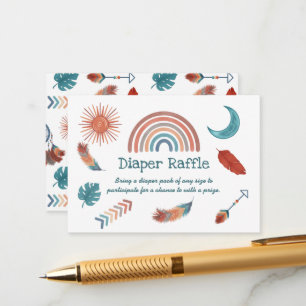 Boho Retro Rainbow Baby Dusche Windelwanne Raffle Begleitkarte
