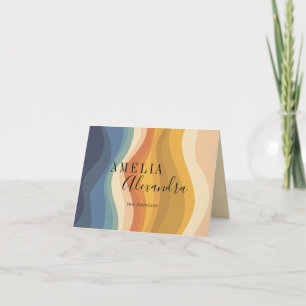 Boho Retro Schrift Abstrakt Wellenförmige Linien G Dankeskarte