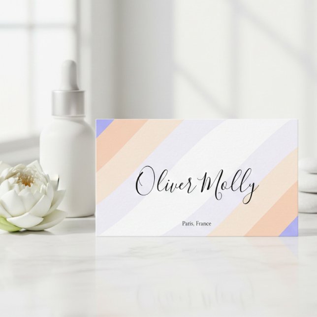 Boho Retro Script Abstract Wavy Lines Pastel Visitenkarte (Von Creator hochgeladen)