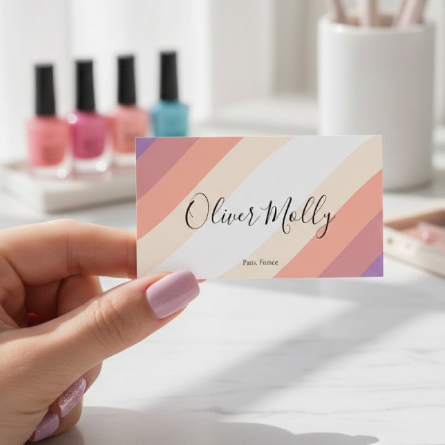 Boho Retro Script Abstract Wavy Lines Pastel Visitenkarte (Von Creator hochgeladen)