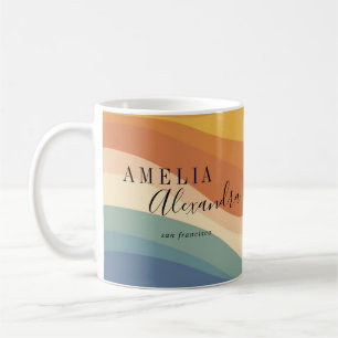 Boho Retro Script Abstrakt Wavy Lines Yellow Blue Kaffeetasse