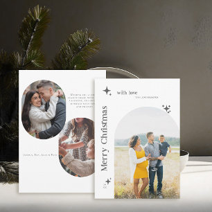 Boho Retro Stars Minimalistisch BW Foto Weihnachte Feiertagskarte