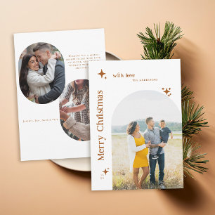 Boho Retro Stars Minimalistisches Foto Weihnachtsf Feiertagskarte