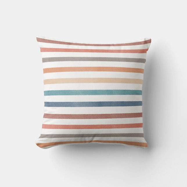 Boho Retro Stripes Muster Kinderzimmer Kissen (Vorderseite)