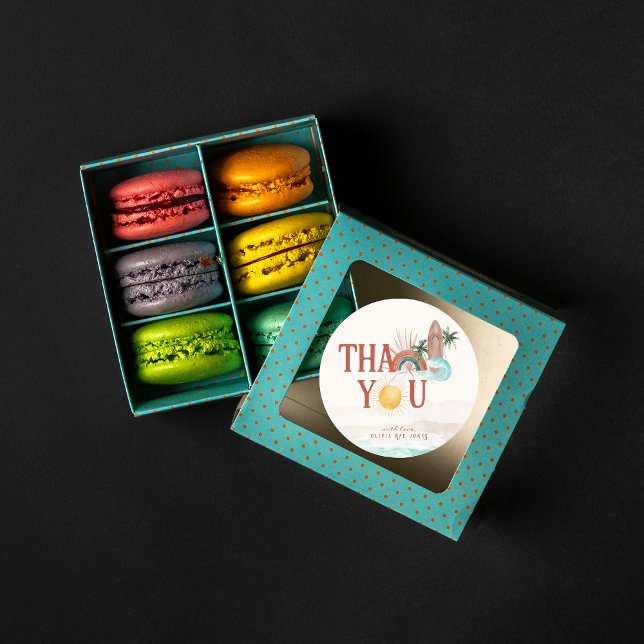 Boho Retro Summer Surf | Vielen Dank Runder Aufkleber (Von Creator hochgeladen)