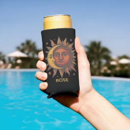 Boho Retro Sun und Moon Individuelle Name Selters Dosenkühler