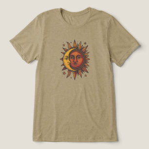 Boho Retro Sun und Moon Unisex Tri-Blend Shirt