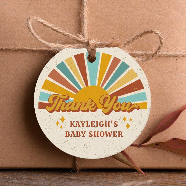 Boho Retro Sunshine Baby Dusche Geschenkanhänger (Von Creator hochgeladen)