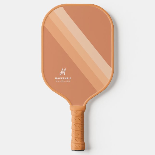 Boho Retro Tan Terracotta Mit Monogramm Pickleball Schläger (Vorderseite)