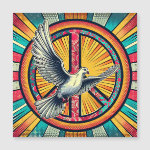 Boho Retro Taube und Friedenszeichen Magnetkarte