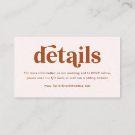 Boho Retro Terracotta Hochzeit Details Begleitkarte