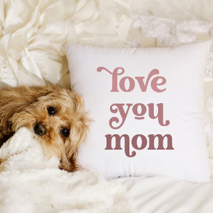 Boho Retro Text   Liebe Mama Rosa Kissen