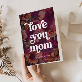 Boho Retro Text | Liebe Sie Mama Fett Floral Feiertagskarte