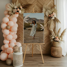 Boho Retro Tropical Palm Tree Abschluss Foto