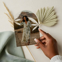 Boho Retro Tropical Palm Tree Abschluss Foto Acryleinladungen