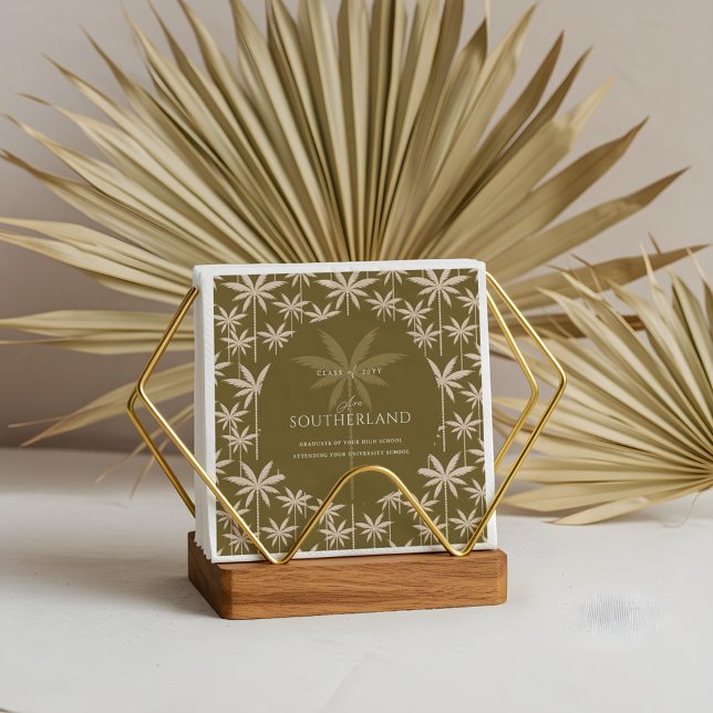 Boho Retro Tropical Palm Tree Pattern Abschluss Serviette (Boho Retro Tropical Palm Tree Pattern Graduation Napkins)