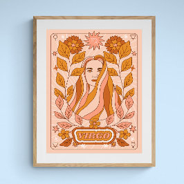 Boho Retro Virgo Zodiac Poster