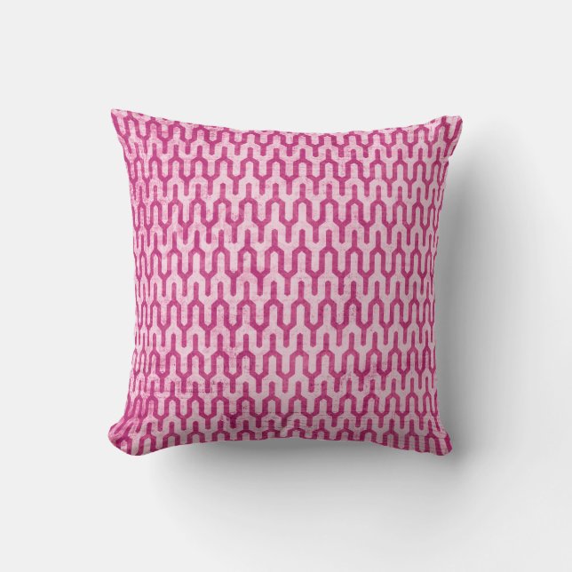 Boho Retro Webart-Muster in den Rosa Kissen (Vorderseite)