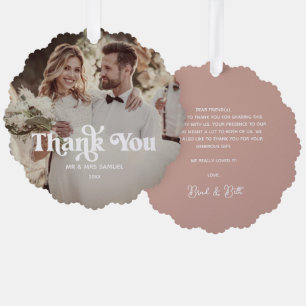 Boho Retro Wedding Vielen Dank Foto Paper Ornament Karte