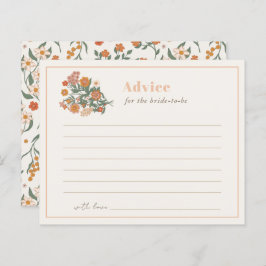 Boho Retro Wildblume Brautparty Advice Card