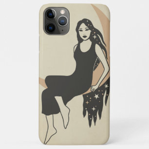 Boho retro woman sternt langen haarfreszenten Mond Case-Mate iPhone Hülle