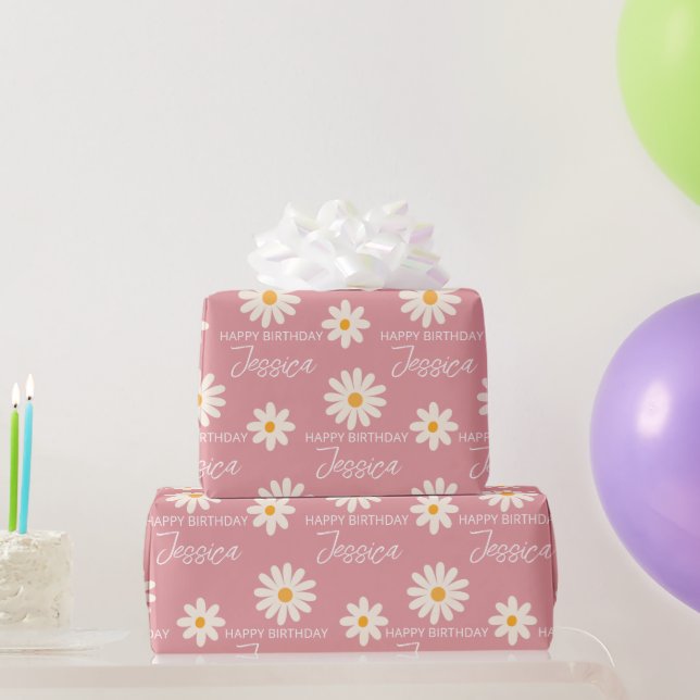 Boho Retro-Wüste Tag personalisierten Geburtstag Geschenkpapier (Partygeschenke)