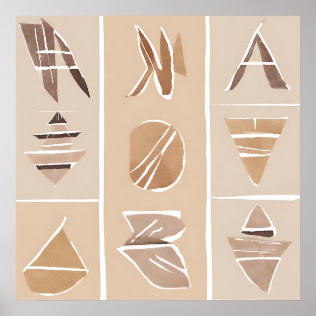 Boho Rock-Alphabet Botanische Kunst Moderne Poster (Vorne)