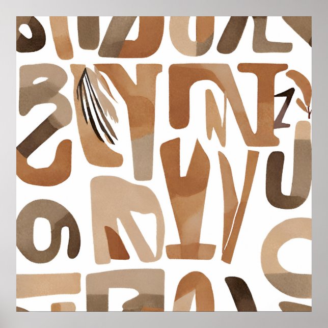 Boho Rock-Alphabet Botanische Kunst Moderne Poster (Vorne)