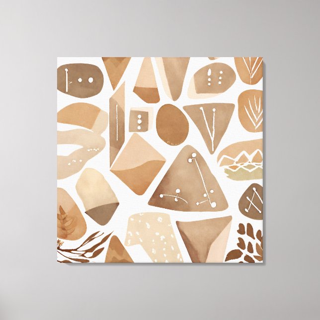 Boho Rock Leaf Botanischer Kunststil Einfache Mode Leinwanddruck (Vorderseite)