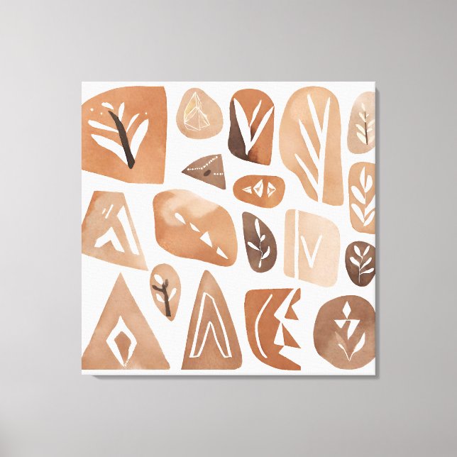 Boho Rock Leaf Botanischer Kunststil Einfache Mode Leinwanddruck (Vorderseite)