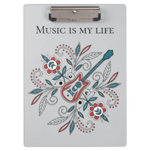 Boho Rock’n’Roll Gitarre mit Blume Klemmbrett