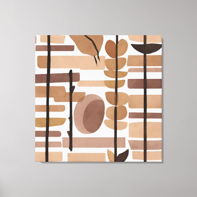 Boho Rock Polygon Leaf Botanische Kunst Moderne Leinwanddruck (Vorderseite)