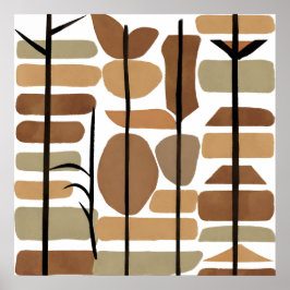 Boho Rock Polygon Leaf Botanische Kunst Moderne Poster