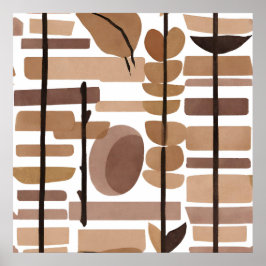 Boho Rock Polygon Leaf Botanische Kunst Moderne Poster