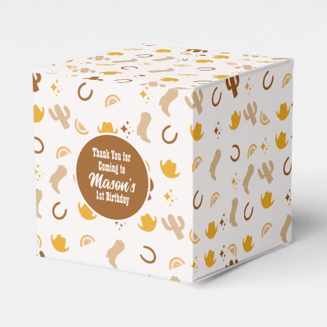 Boho Rodeo Birthday Cowgirl Rainbow Party Geschenkschachtel (Vorderseite)