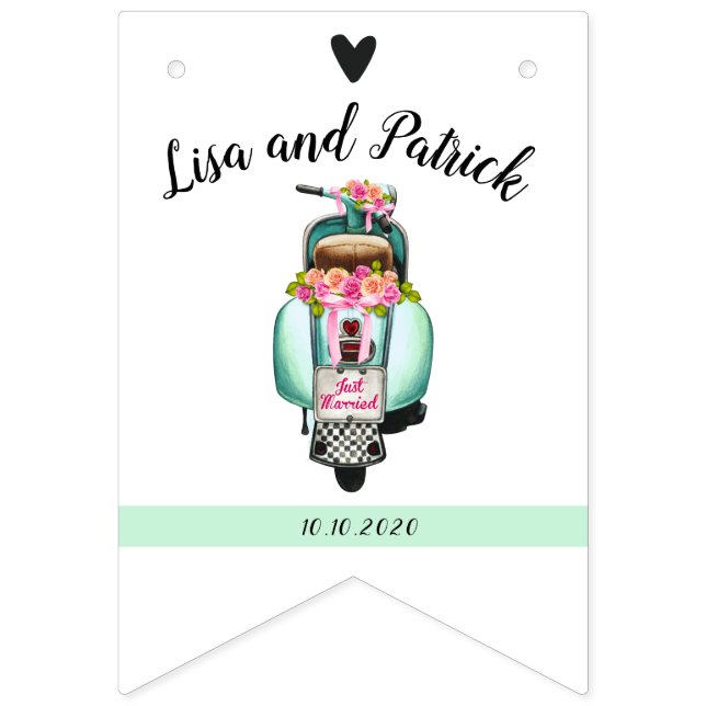 Boho Roller Hochzeitsfeier Wimpelkette (Erste Fahne)