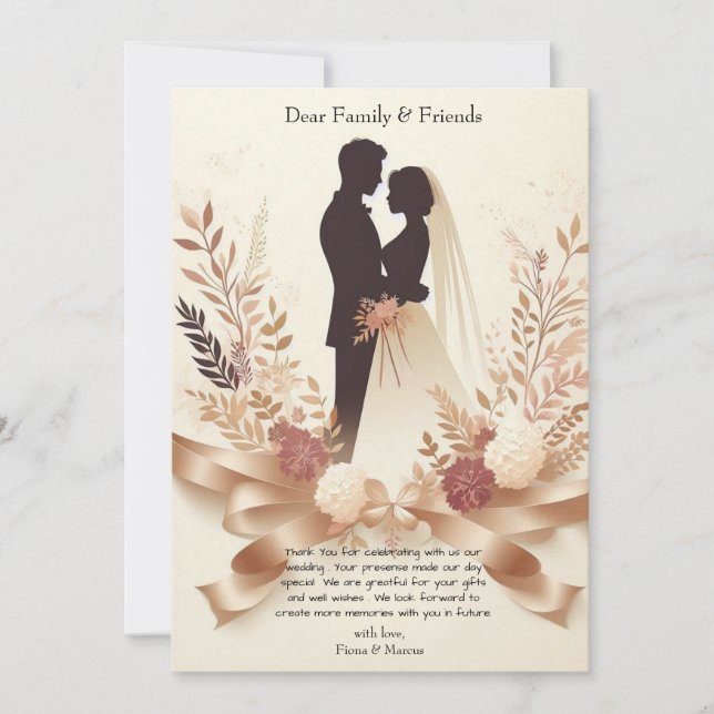 Boho Romantic Floral Rustic Elegante Hochzeit Dankeskarte (Vorderseite)