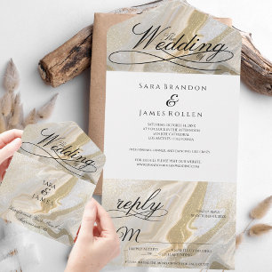 Boho Romantische Kalligrafie Die Hochzeit All In One Einladung