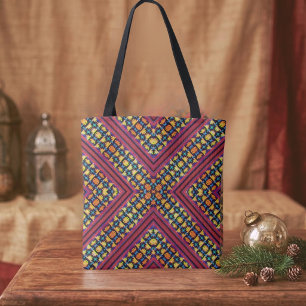 Boho Rosa, Blau, Orange und Gelb Stammesinspiriert