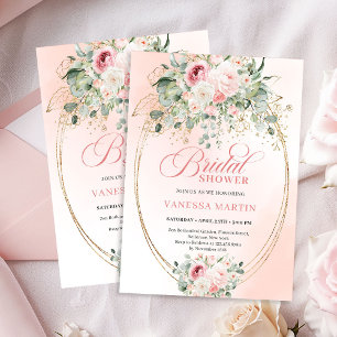 Boho-Rosa-Blumen-Hochzeitsdusche-Einladung Einladung
