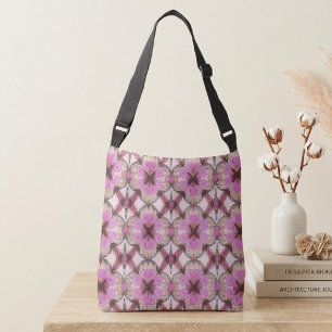 Boho Rosa Blumenmuster Tragetaschen Mit Langen Trägern