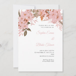 Boho Rosa Florale Winter Weiße Hochzeit Einladung