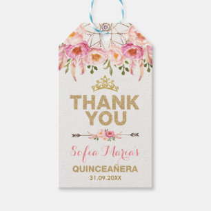 Boho rosa GoldBlumen Quinceanera Bevorzugungen Geschenkanhänger