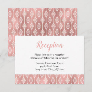 Boho-Rosa-Hochzeitsempfang Stammes-Diamant-Vintage Einladung