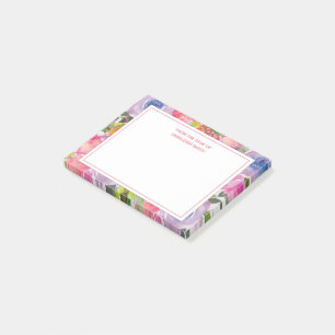 Boho Rosa Lila Aquarell Blumen Von Schreibtisch Vo Post-it Klebezettel