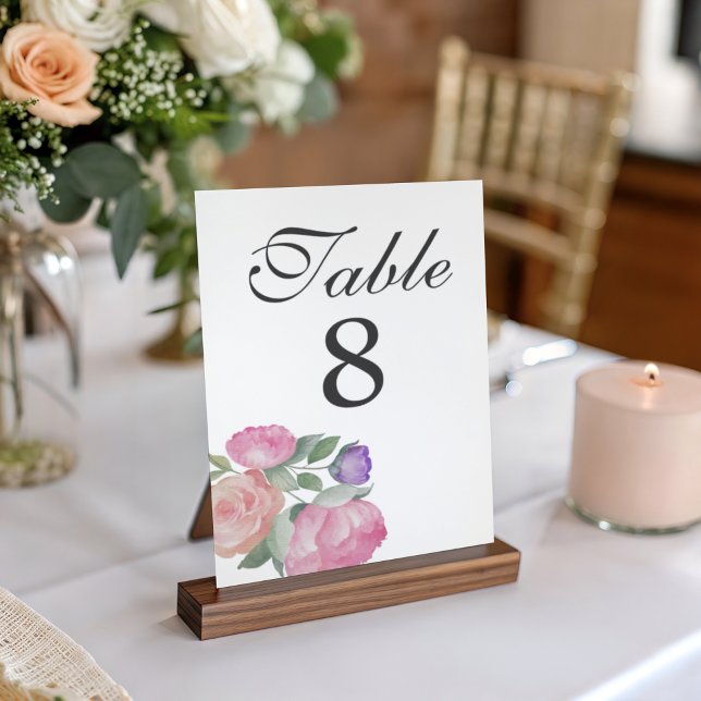 Boho Rosa & Lila Wasserfarben Blumen Hochzeit Tischnummer (Von Creator hochgeladen)