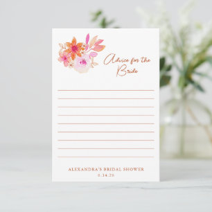 Boho Rosa Orange Blumen Dusche Für Die Braut Hinweiskarte