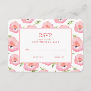Boho rosa RoseblumenWatercolor - Hochzeit UAWG RSVP Karte